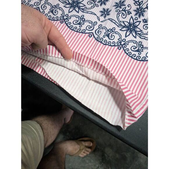 London Times  Pink Stripe Navy Floral Sleeveless Work Dress Sheath Office Career - Picture 5 of 6